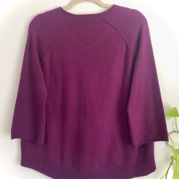 inCashmere Womens Sz Small 100% Cashmere Purple Pullover Mink Fur - Picture 2 of 7